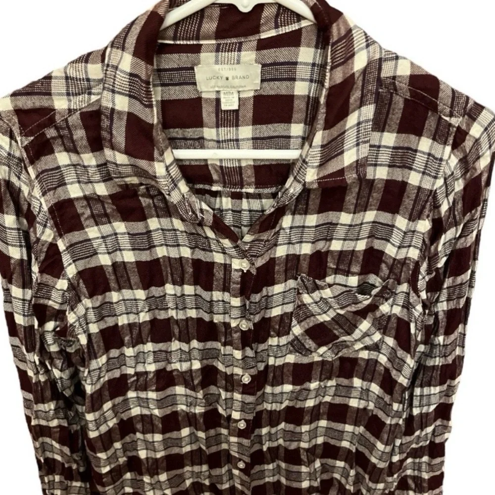 2/$30 SOFT! Lucky Brand button down plaid shirt MD Lucky Brand plaid top MEDIUM